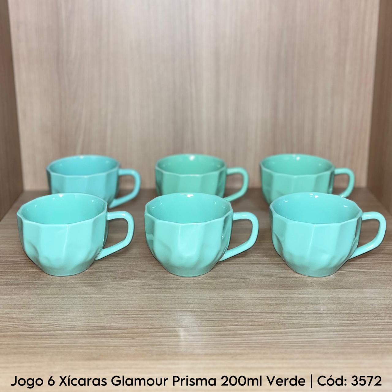 Conjunto de Xícaras Glamour Prisma 200ml com 6 peças Verde