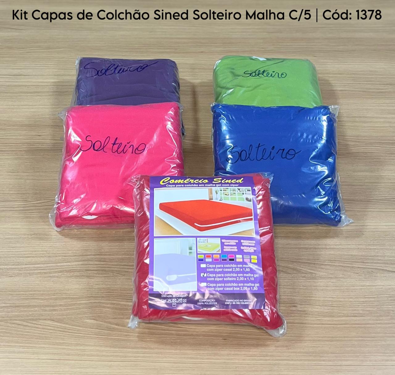 Kit Capas para Colchão Sined Solteiro em malha com 5 unidades