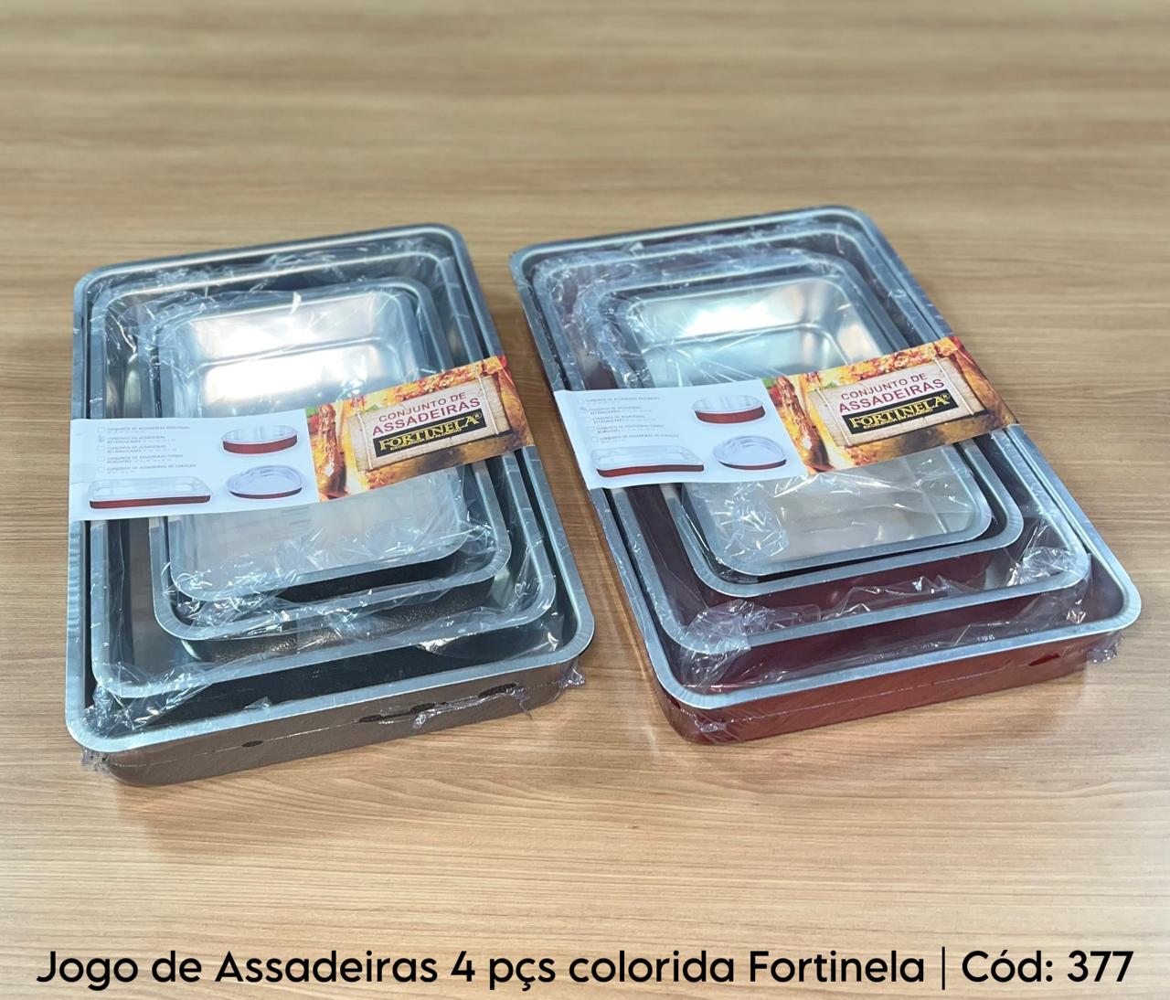Jogo de Assadeiras 4 peças Retangular Fortinela Colorida