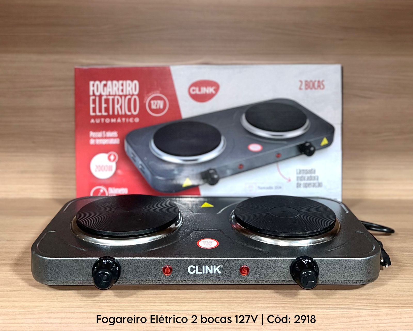 Fogareiro Elétrico Clink 2 bocas automático 127V