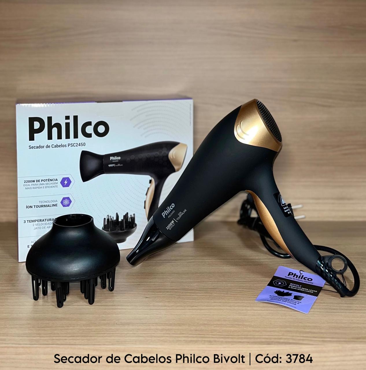 Secador de Cabelos Philco Bivolt 2200W • 3 Temperaturas, 2 Velocidades e Jato de Ar Frio